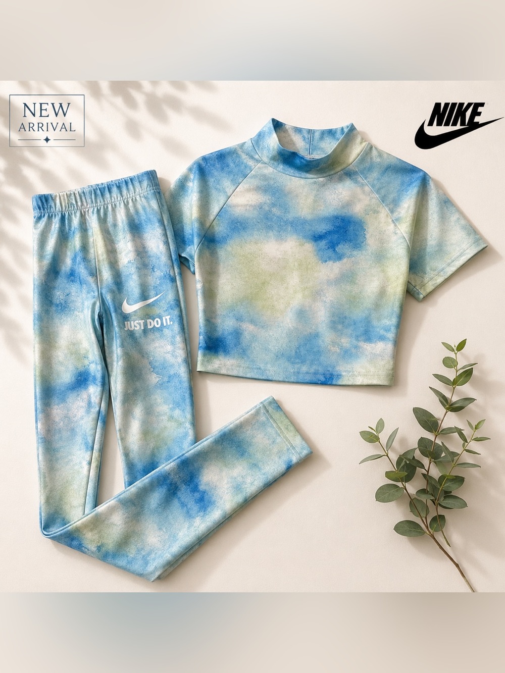 💙 Nike Tie-Dye Activewear Set | Crop Top & Leggings | 2-Piece Workout Outfit 💙